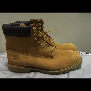 Timberland men’s size 15W wheat boots - worn once - slight spots on one shoe